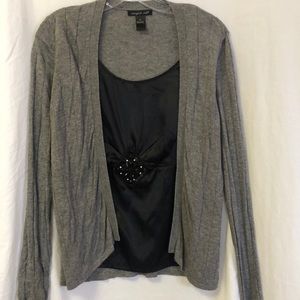 Cardigan with attached silk center